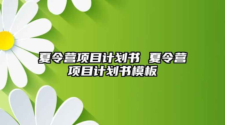 夏令營項目計劃書 夏令營項目計劃書模板