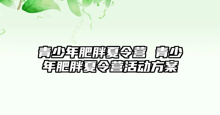 青少年肥胖夏令營 青少年肥胖夏令營活動方案