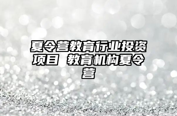 夏令營教育行業(yè)投資項(xiàng)目 教育機(jī)構(gòu)夏令營