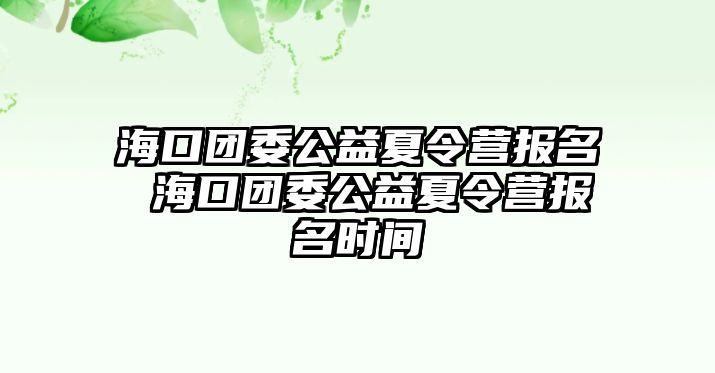 海口團委公益夏令營報名 海口團委公益夏令營報名時間