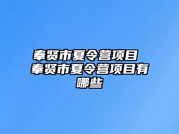 奉賢市夏令營項目 奉賢市夏令營項目有哪些