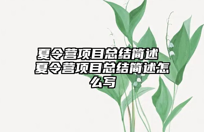 夏令營項目總結簡述 夏令營項目總結簡述怎么寫