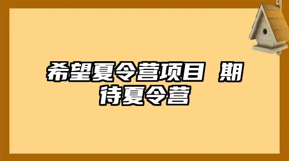 希望夏令營項目 期待夏令營