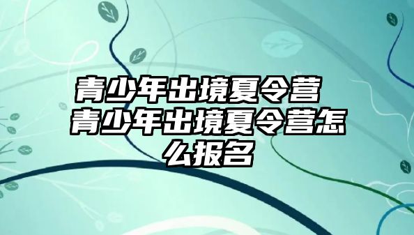 青少年出境夏令營 青少年出境夏令營怎么報名