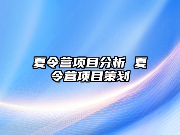 夏令營項目分析 夏令營項目策劃