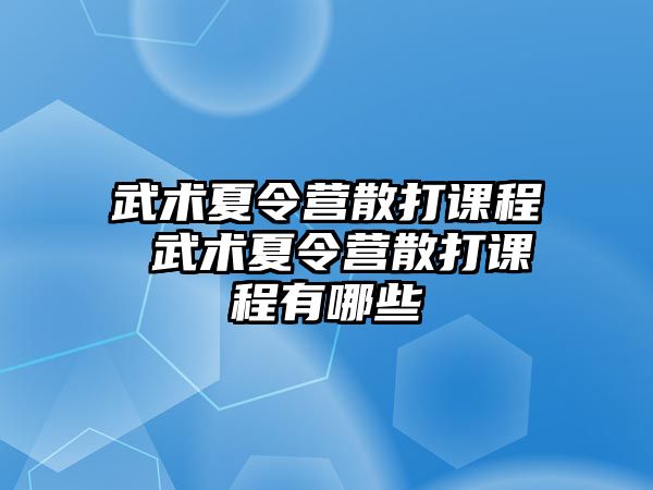 武術夏令營散打課程 武術夏令營散打課程有哪些