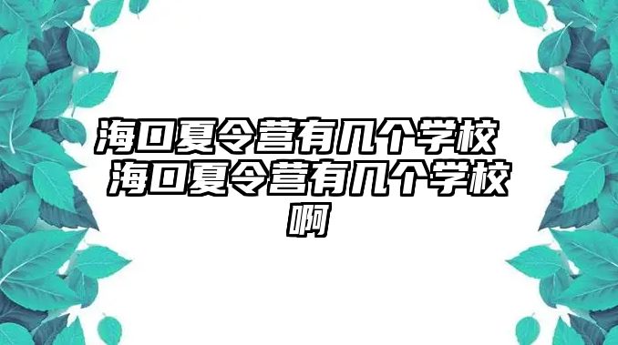 海口夏令營(yíng)有幾個(gè)學(xué)校 海口夏令營(yíng)有幾個(gè)學(xué)校啊