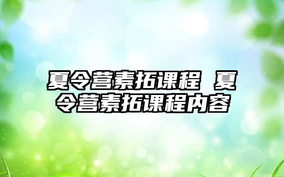 夏令營素拓課程 夏令營素拓課程內容