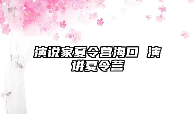 演說家夏令營海口 演講夏令營