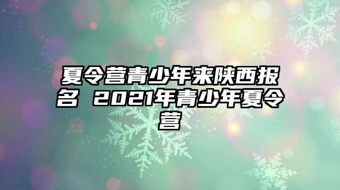 夏令營青少年來陜西報名 2021年青少年夏令營