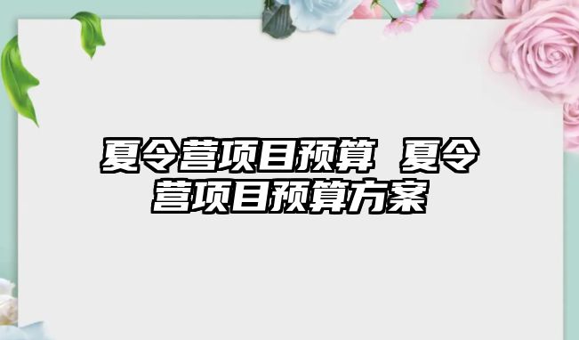 夏令營項目預算 夏令營項目預算方案