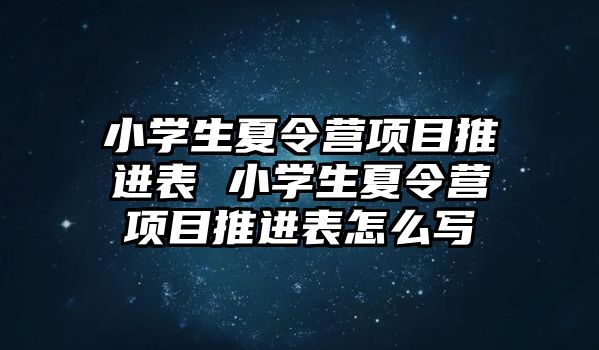 小學(xué)生夏令營項目推進表 小學(xué)生夏令營項目推進表怎么寫