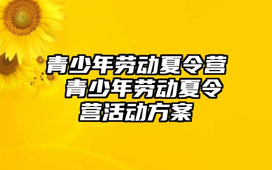 青少年勞動夏令營 青少年勞動夏令營活動方案