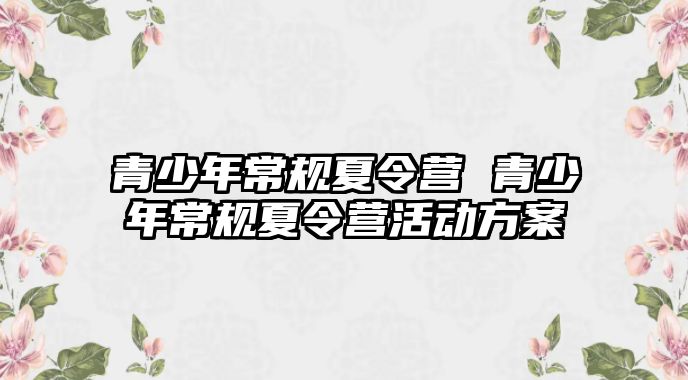 青少年常規(guī)夏令營 青少年常規(guī)夏令營活動方案