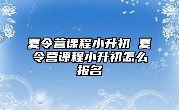 夏令營課程小升初 夏令營課程小升初怎么報(bào)名