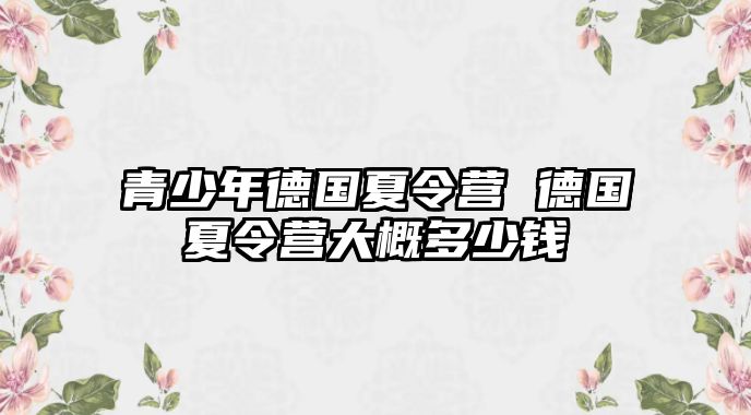 青少年德國夏令營 德國夏令營大概多少錢