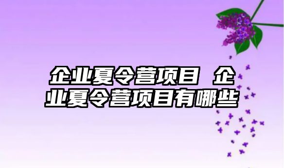 企業夏令營項目 企業夏令營項目有哪些