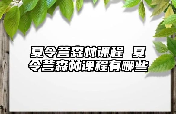 夏令營森林課程 夏令營森林課程有哪些