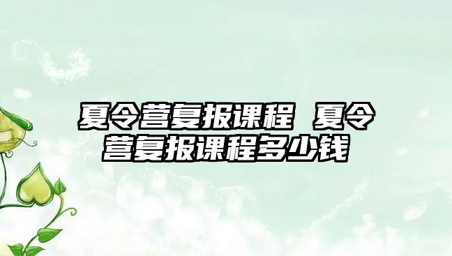 夏令營復報課程 夏令營復報課程多少錢