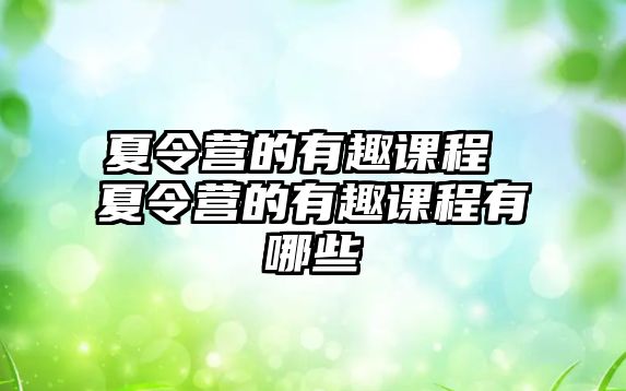 夏令營的有趣課程 夏令營的有趣課程有哪些