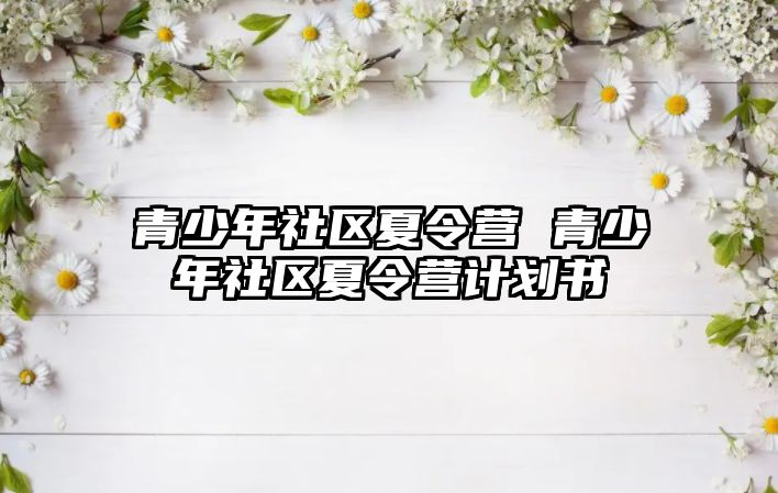 青少年社區(qū)夏令營 青少年社區(qū)夏令營計劃書