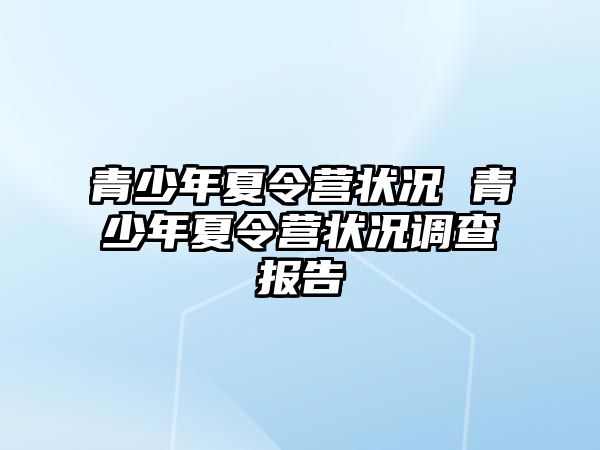 青少年夏令營狀況 青少年夏令營狀況調查報告