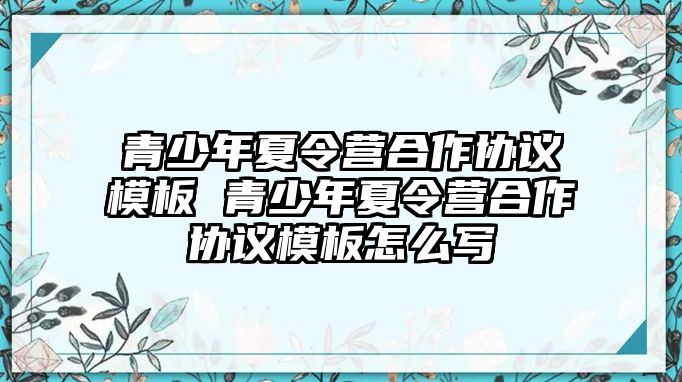 青少年夏令營合作協(xié)議模板 青少年夏令營合作協(xié)議模板怎么寫