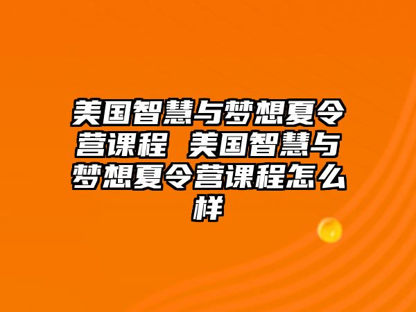 美國智慧與夢想夏令營課程 美國智慧與夢想夏令營課程怎么樣