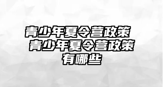 青少年夏令營政策 青少年夏令營政策有哪些