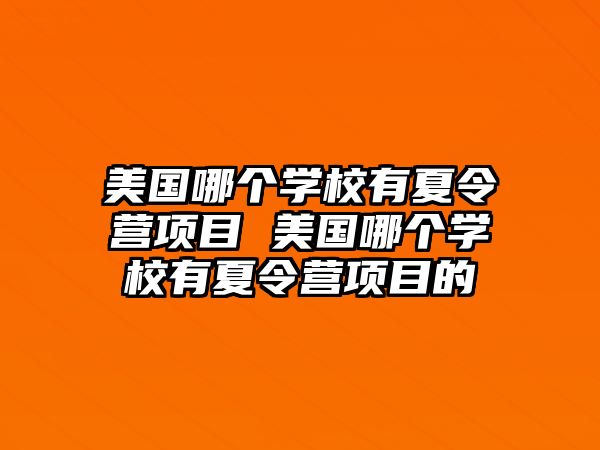 美國哪個學校有夏令營項目 美國哪個學校有夏令營項目的