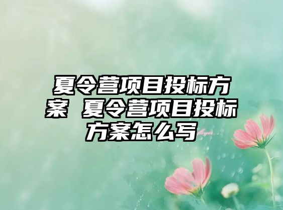 夏令營項目投標方案 夏令營項目投標方案怎么寫