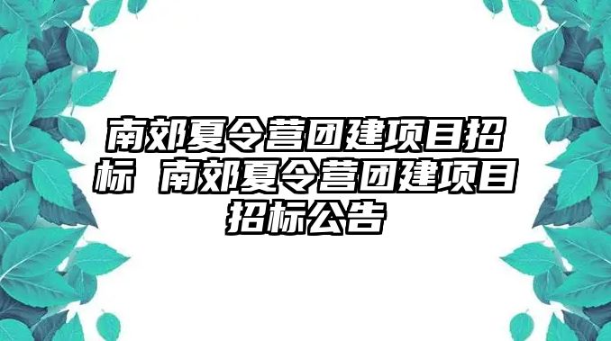 南郊夏令營團(tuán)建項(xiàng)目招標(biāo) 南郊夏令營團(tuán)建項(xiàng)目招標(biāo)公告