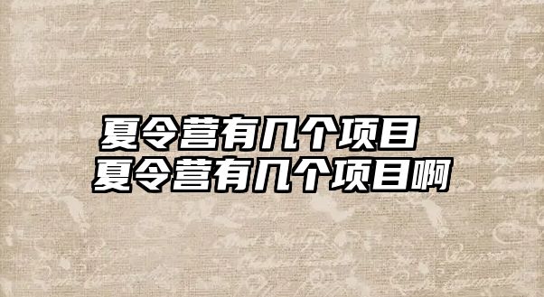 夏令營有幾個項目 夏令營有幾個項目啊