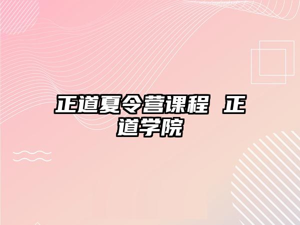 正道夏令營課程 正道學院