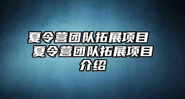 夏令營團(tuán)隊(duì)拓展項(xiàng)目 夏令營團(tuán)隊(duì)拓展項(xiàng)目介紹