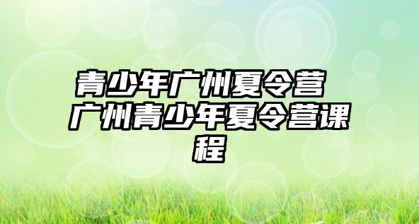 青少年廣州夏令營 廣州青少年夏令營課程