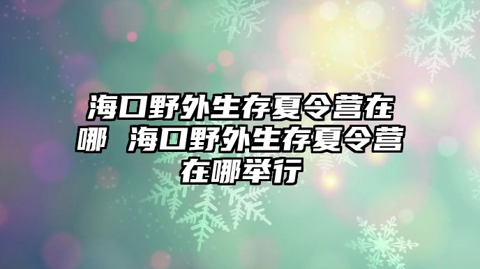 海口野外生存夏令營在哪 海口野外生存夏令營在哪舉行