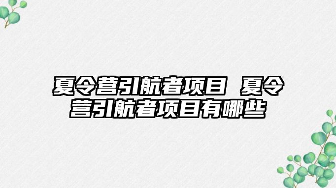 夏令營引航者項目 夏令營引航者項目有哪些