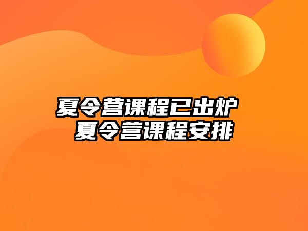 夏令營課程已出爐 夏令營課程安排