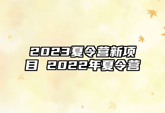 2023夏令營新項目 2022年夏令營