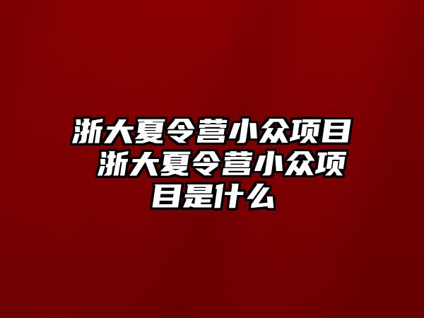 浙大夏令營小眾項目 浙大夏令營小眾項目是什么