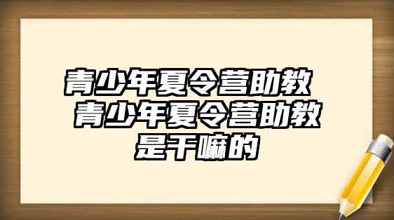 青少年夏令營助教 青少年夏令營助教是干嘛的