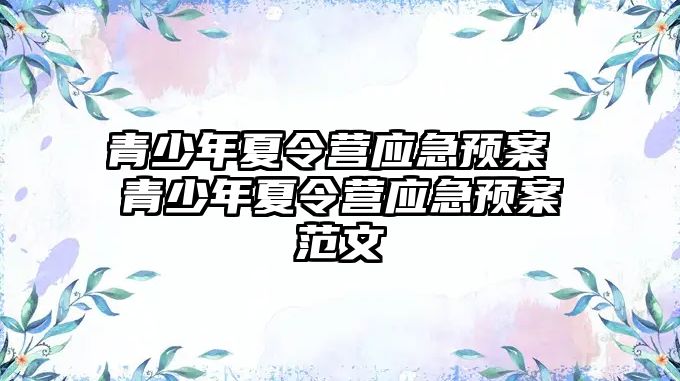 青少年夏令營(yíng)應(yīng)急預(yù)案 青少年夏令營(yíng)應(yīng)急預(yù)案范文