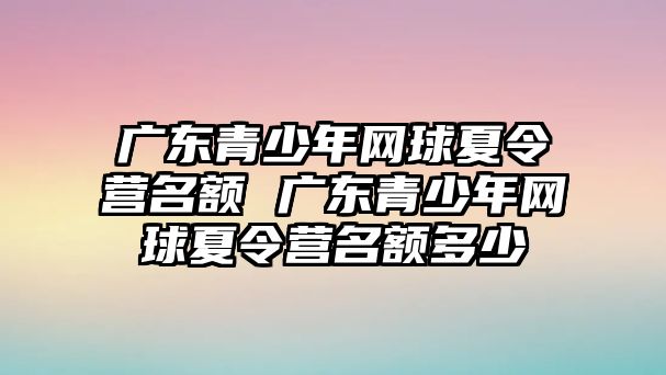 廣東青少年網球夏令營名額 廣東青少年網球夏令營名額多少