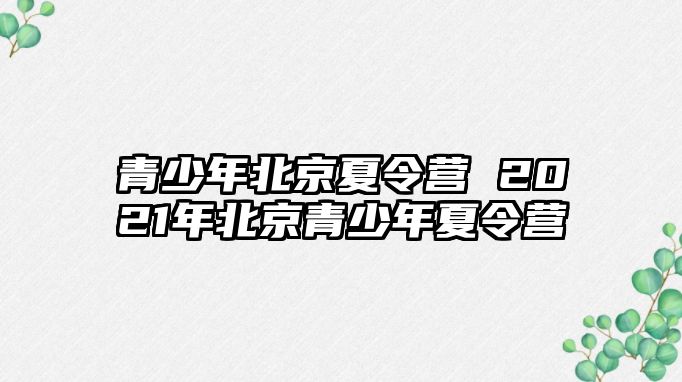 青少年北京夏令營 2021年北京青少年夏令營