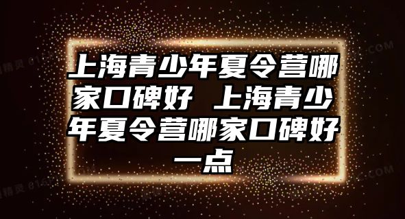 上海青少年夏令營哪家口碑好 上海青少年夏令營哪家口碑好一點