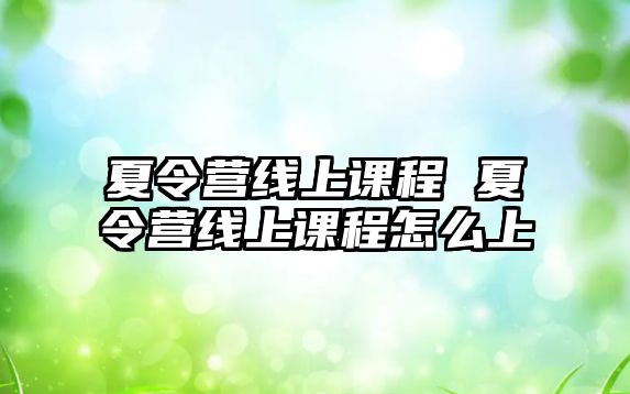 夏令營線上課程 夏令營線上課程怎么上