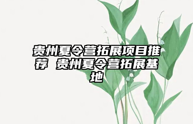 貴州夏令營拓展項目推薦 貴州夏令營拓展基地