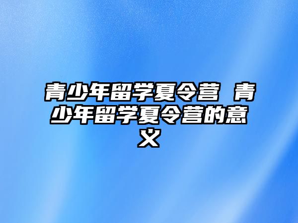 青少年留學夏令營 青少年留學夏令營的意義