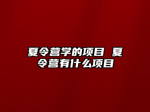 夏令營學的項目 夏令營有什么項目